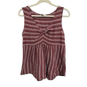 Lucky Brand Women's Size Medium V-neck Sleeveless Blouse Purple White Stripes